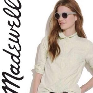 Madewell Green Preppy Polka Dot Button Dow…